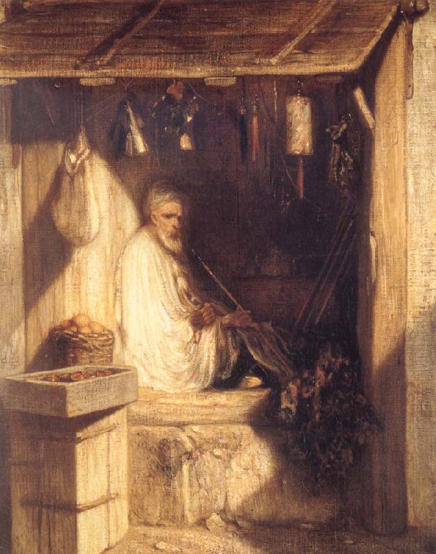 Tukish Merchant Smoking in his Shop, Alexandre Gabriel Decamps